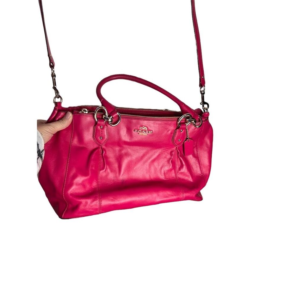 Coach Colette Pink Ruby Leather Shoulder Bag w/ Detachable Strap